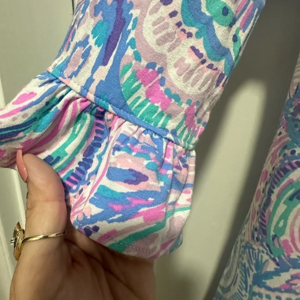 Lilly Pulitzer GIRLS MINI SOPHIE RUFFLE DRESS Pink Blue 12-14